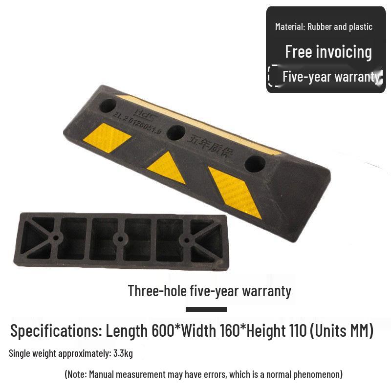 Rubber & Plastic Wheel Chock: Anti-Collision Parking Stopper for Garage and Reversing.