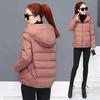 Women Winter Hooded Jacket Solid Color Long Sleeve Loose Thick Warm Down Cotton Short Coat for Cold Weather All-match Streetwear Outwear