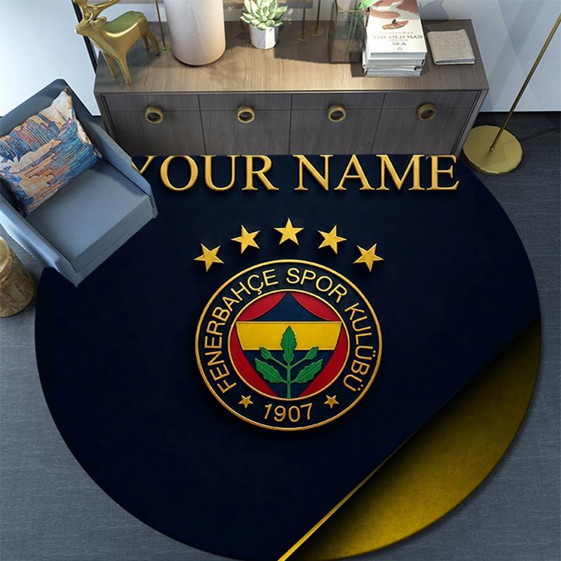 Custom Name Fenerbahçe Round Area Rug,Carpet Rug for Living Room Bedroom Sofa Playroom Decor,Non-slip Floor Mat