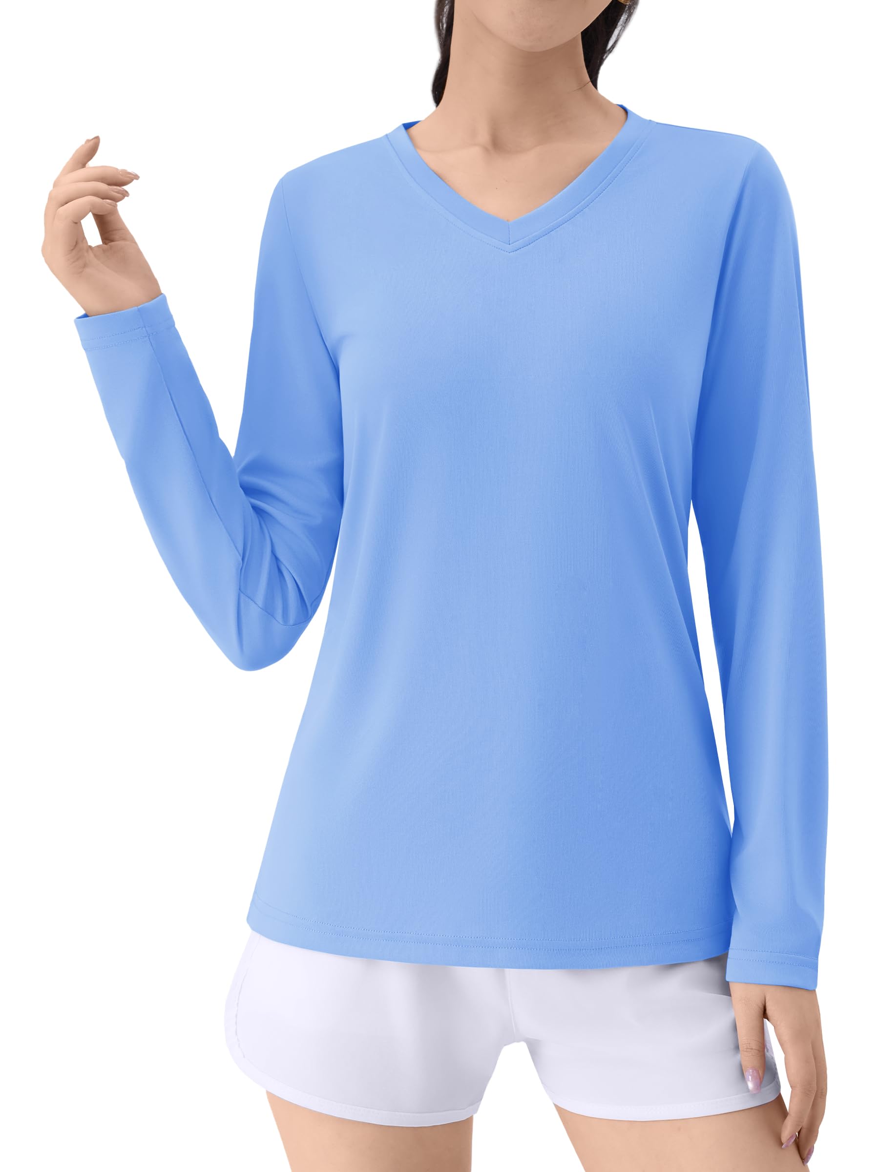 

Рашгард для длинной йоги, гольфа, быстросохнущий, УФ-защита, от пота, легкий 2XL [KEFITEVD] Женский, Рукав, Спорт, Футболка, Однотонный, V-образный вырез, Носить, Топ, Нижнее белье,