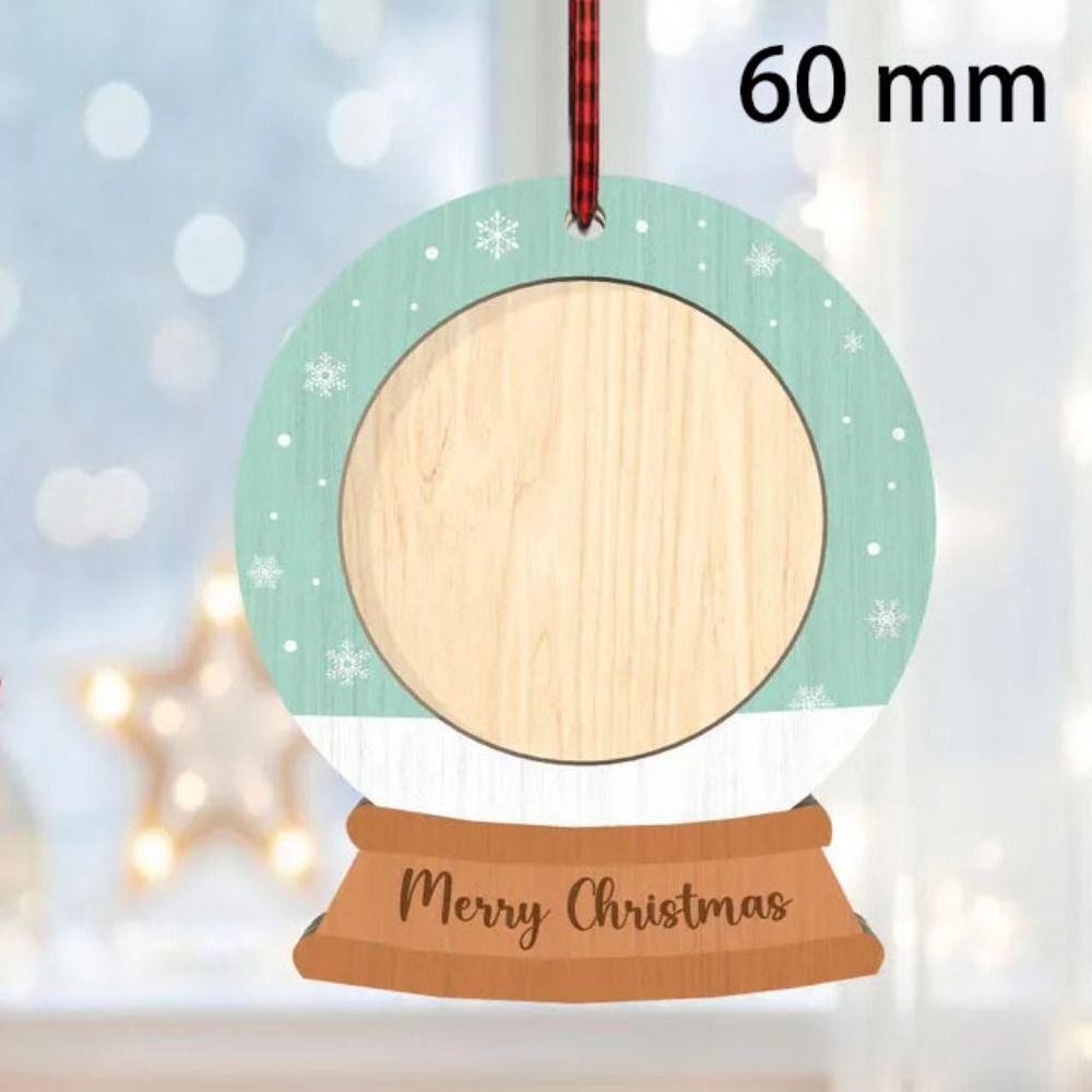 New Wooden Picture Ornaments for Christmas Tree DIY with Hanging Ropes Photo Frame Gifts Xmas Tree Decorations