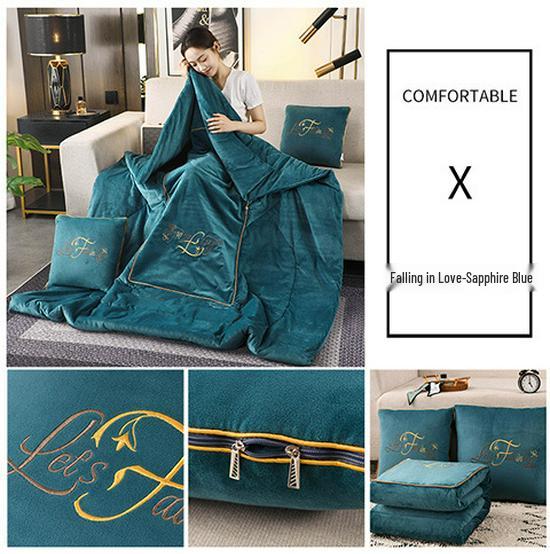 Convertible Coral Fleece Pillow & Blanket - Dual-Use Cushion for Cars & Office