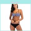 Retro Summer Beach Striped Print Swimwear With Premium Quality Fabric And Timeless Design