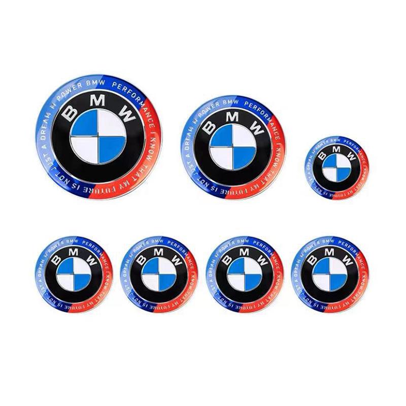 7Pcs Car Front Hood Emblem Wheel Hub Caps Black White Logo For BMW M Logo X1 X2 X3 X4 X5 X6 F48 F39 F10 F30 G11 E60 G01 E84 E83 CUR1