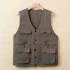 Spring and Autumn Middle-aged and Old Men's Vest Dad Simple Multi-pocket Vest V-neck Casual Vest Loose Fishing Vest