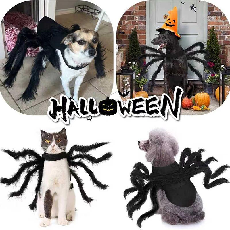 Pet Spider Costume for Cats Cat Dog Spider Cosplay Costume Furry Spider Costume for Cats Dogs Halloween Party Dress Up for Small