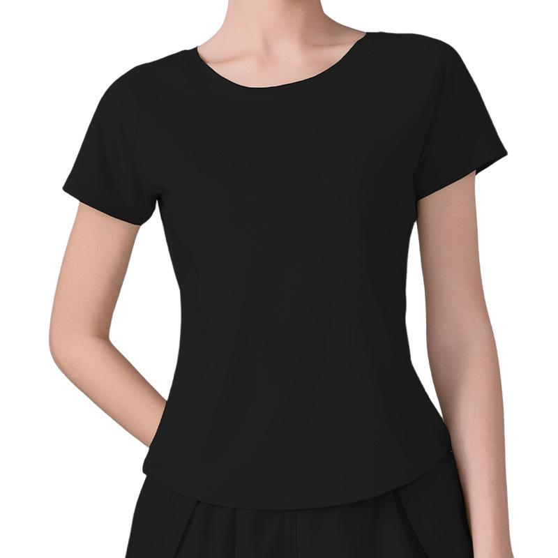 

Women s Summer Yoga Set: Sweat-Wicking Shorts & Short Sleeve, Anti-Exposure, Fake Two-Piece Sportswear. M