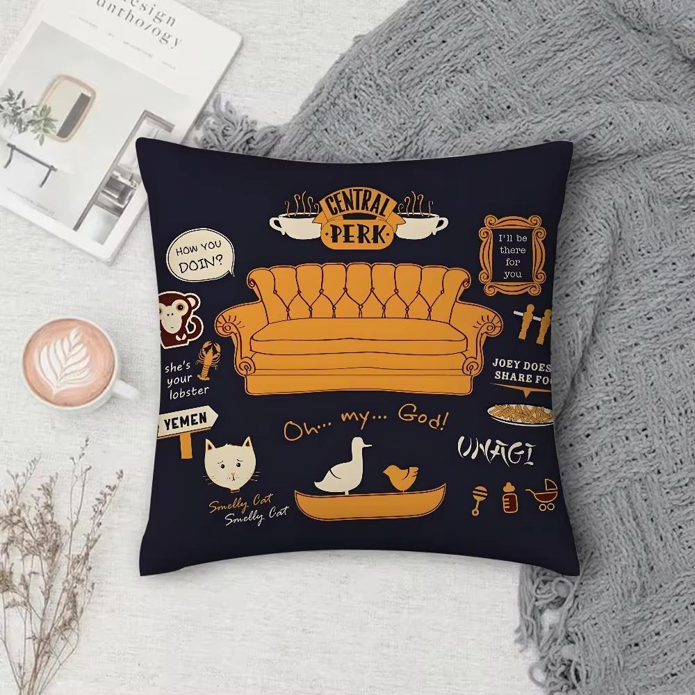 1Pc Vintage Friends Tv Series Pillow Cover, 2D Double-Sided Polyester Cushion Case, Iconic Quotes & Character Decor, Perfect Gif