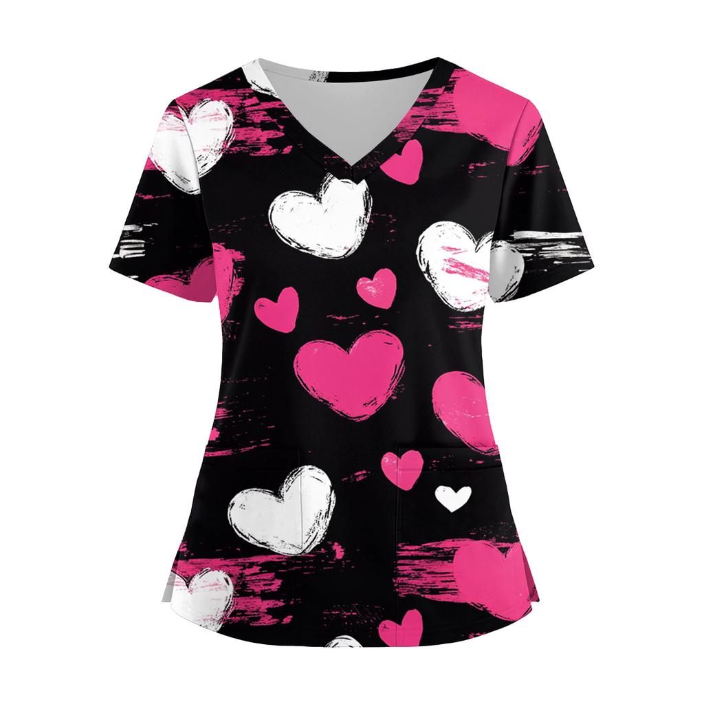 Dámská móda Overal s krátkým rukávem a výstřihem do V s kapsami Potisk Topů Oblečení