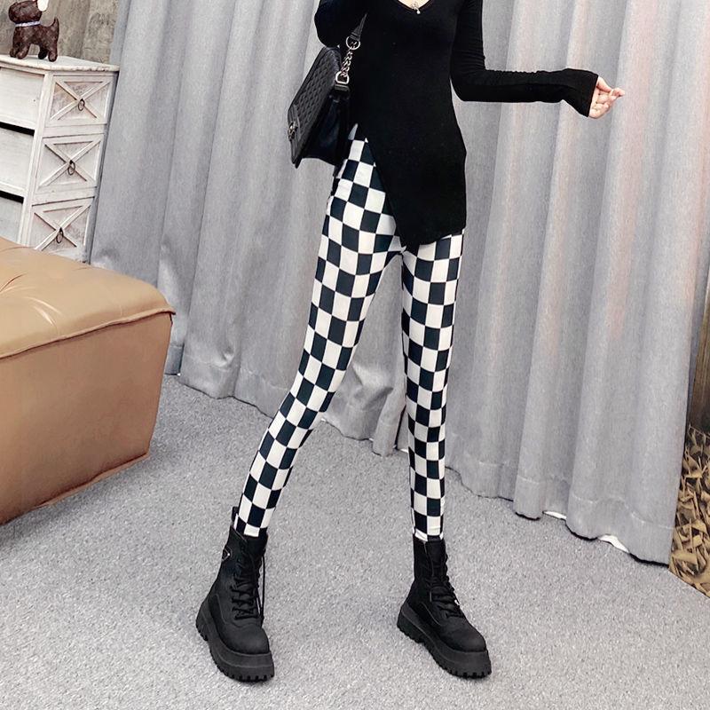 2025 Plaid High-Waist Stretchy Skinny Leggings for Women - Trendy Outerwear