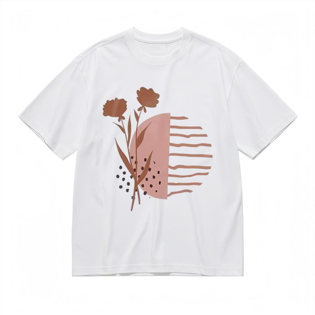 Damen Trend Weiches Ganzjahres Klassisches T-Shirt Herren Damen T-Shirts Oberteil Blumen Abstraktes Muster Baumwoll-T-Shirt
