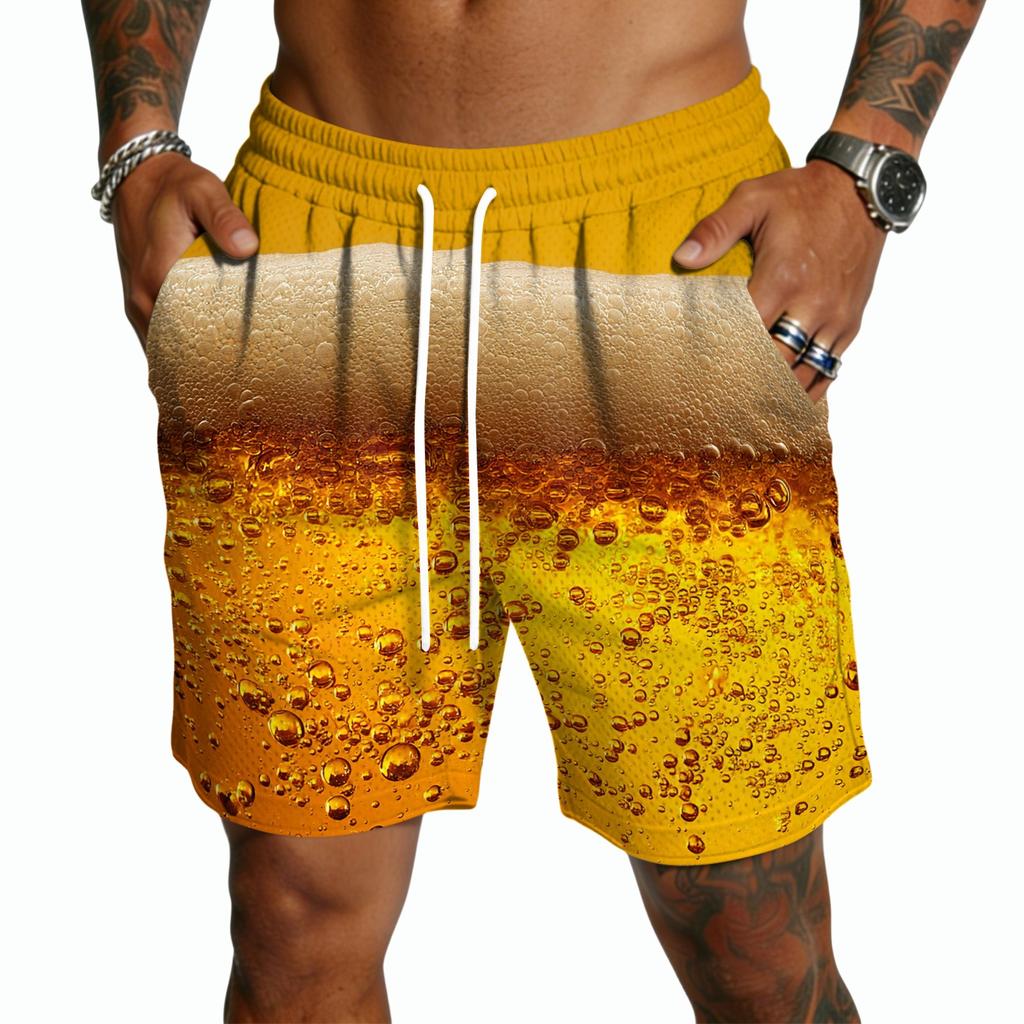 Herren Freizeitshorts mit Print und Kordelzug, Leicht, Schnelltrocknend, 5 Zoll Schrittlänge