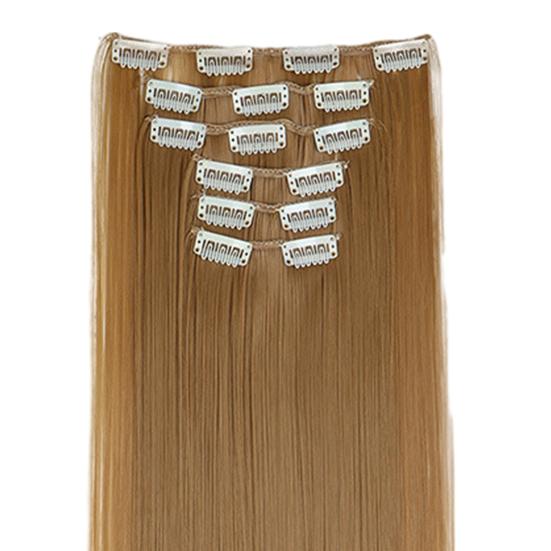 Women Clip-in Hair Extension Heat Resistant Fluffy Lightweight Invisible Natural Looking Thick Long Straight Synthetic Hairpiece