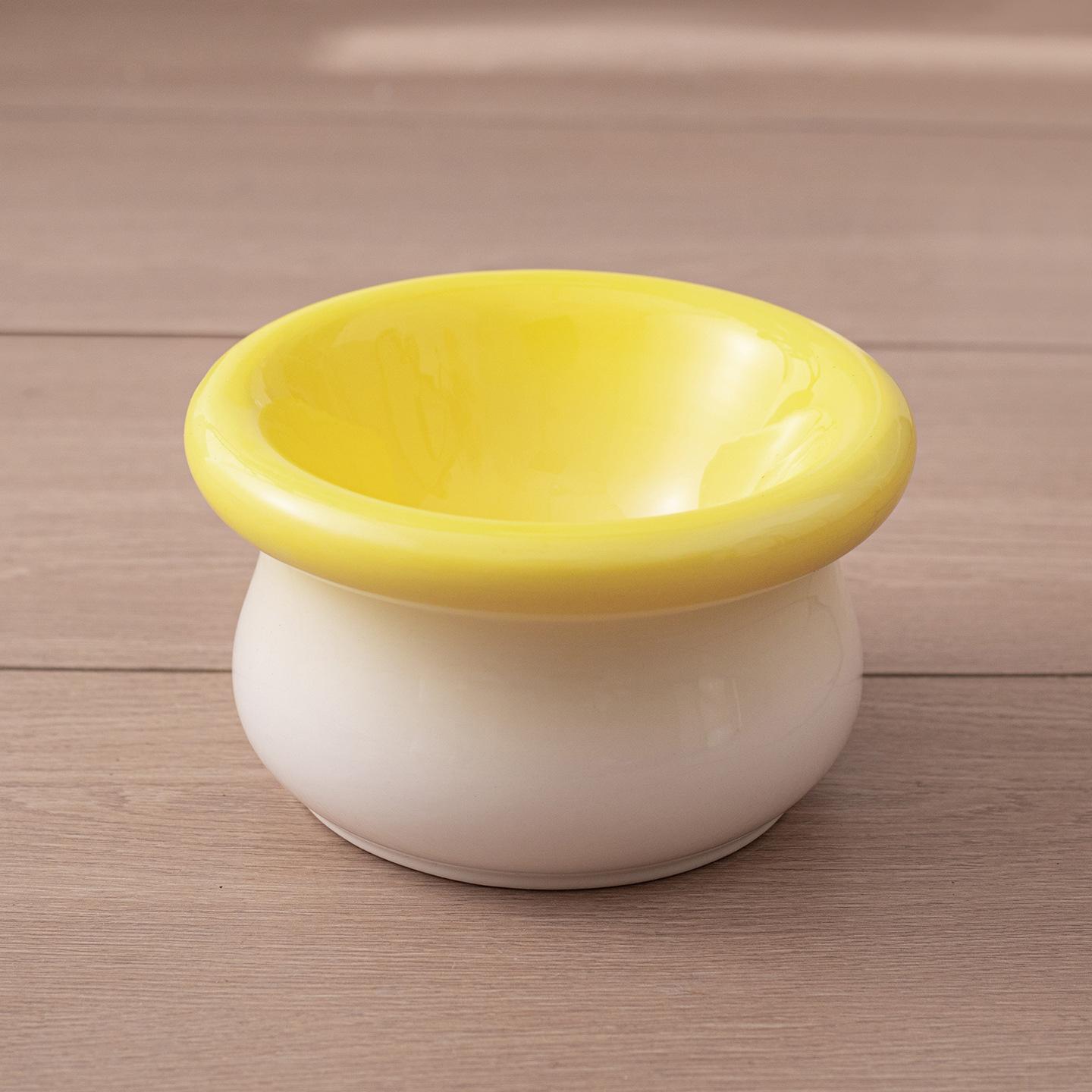 

Durable Cute Elevated Ceramic Pet Bowl Neck-Protect Easy Clean Non-Slip Large Size 15x8.5cm Feeding Dish for Cats & Small Dogs Locke Yellow (15×8.5cm)