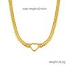 Direct Supply of European and American Personality Trends Exaggerated Cuban Chain Heart Ring Necklace Titanium Steel Plated 18K Gold Light Luxury Jewe
