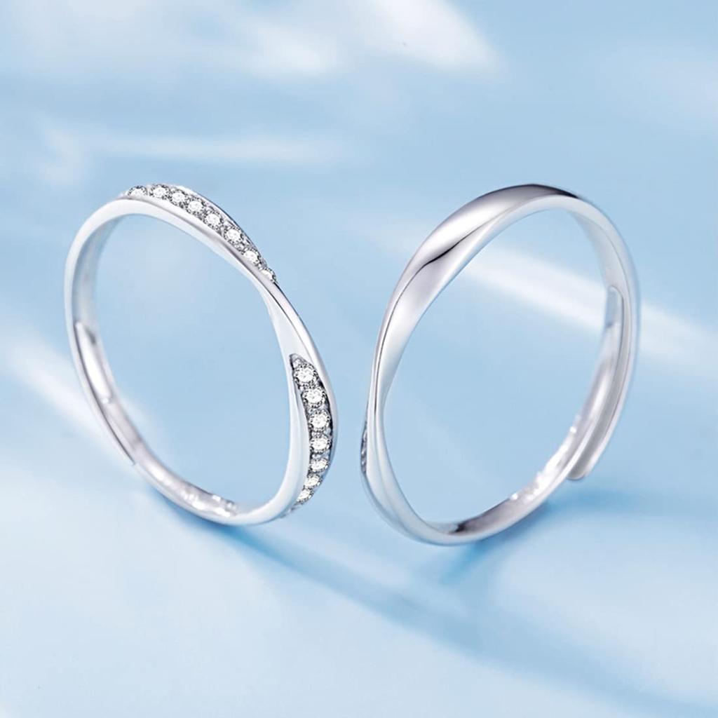 Parowanie Rozmiar swobodny Para Różowe złoto 925 Srebrny pierścień Popularny pierścień skręcany Ślub 18k Pierścionek zaręczynowy Rozmiar Regulowany Srebrny pierścień Moda