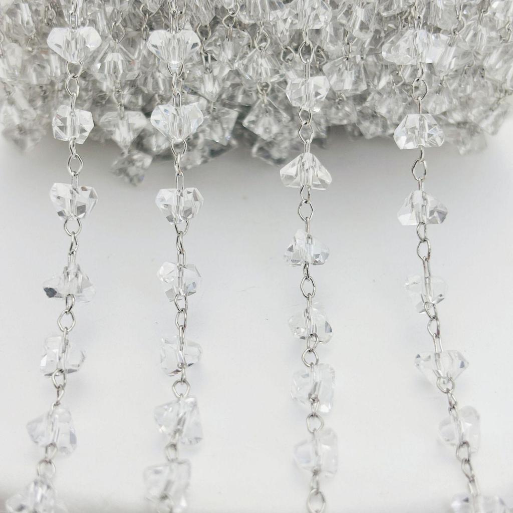 DIY Jewelry Supplies: 6mm Transparent Crystal & Color-Preserving Copper Chains for Necklace & Bracelet Making, In Six Colors