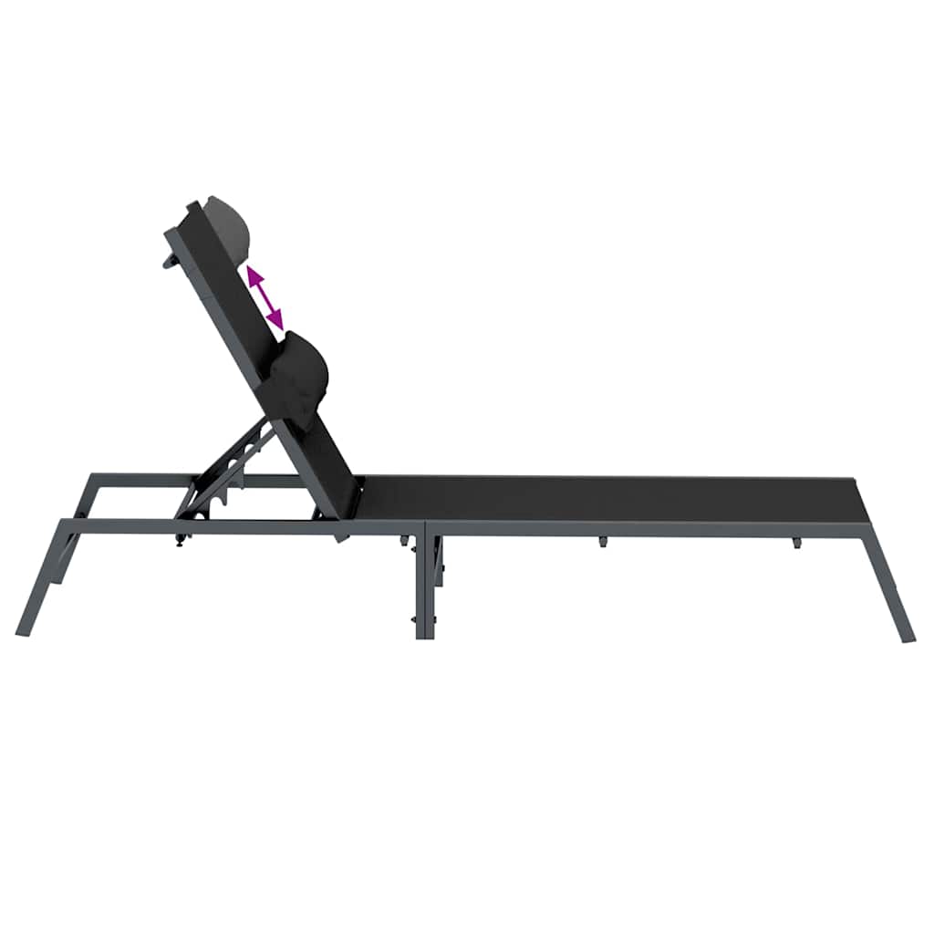 Sun Lounger Black and Anthracite 197 x 54 x 86 cm Steel