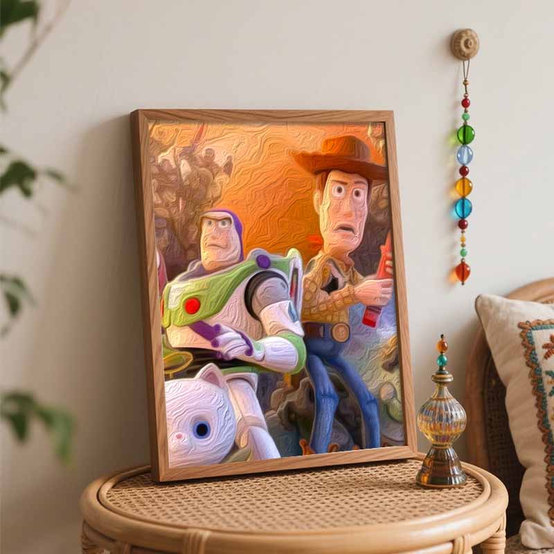 Disney oil painting painting art Toy Story Woody and Buzz Lightyear handmade diy painting home decoration gift