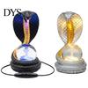 USB Powered Night Lamp Snake Shaped Desk Lamp, Resin LED Table Light with RGB Color Computer Setup Changing, Faux Crystal Ball for Bedroom Office
