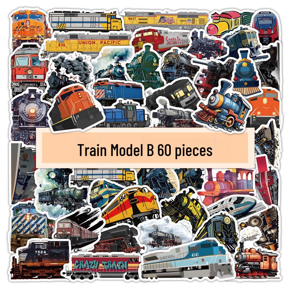60pcs Cartoon Train Head Stickers - Waterproof DIY Phone Case & Diary Decorations