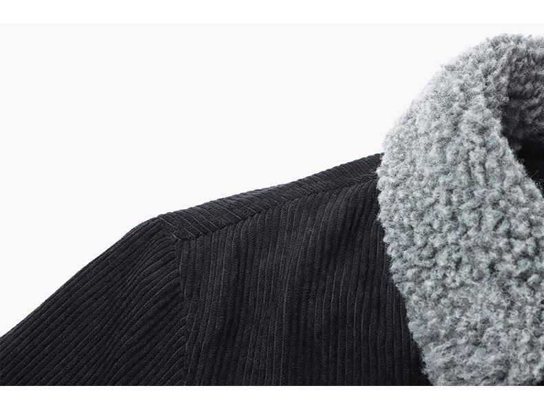 Men's Plus Size Winter Corduroy Lambswool Jacket - Warm Lapel Workwear Coat for All Ages