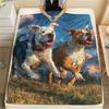 Pitbull and Grass,pattern Flannel Blanket, High Quality Comfortable for All Seasons, Home Decor, Warmth and Comfort, Perfect for Gifts.