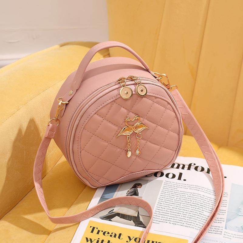 Small bag women's new swan small round bag rhombus flower crossbody shoulder bag handbag bag one piece