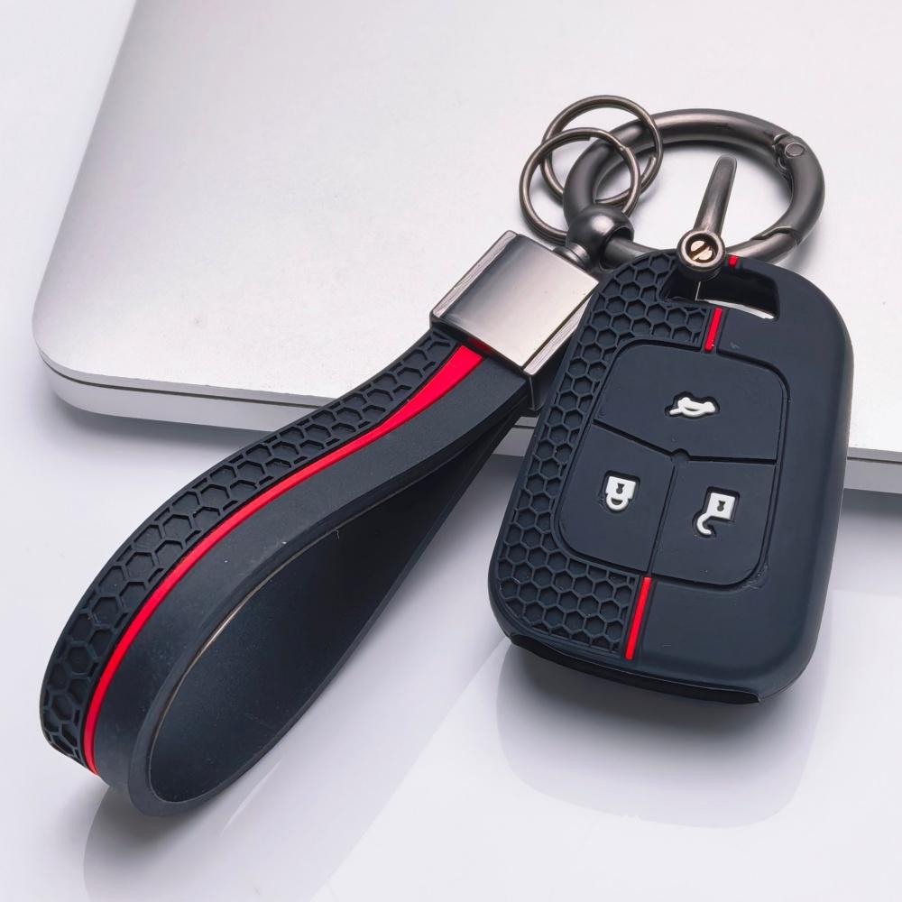 Silicone Key Fob Cover with Keychain for Chevrolet Cruze Aveo Orlando Captiva Spark for Opel Astra J Insignia Corsa D/E Antara Zafira Mokka, 3-button