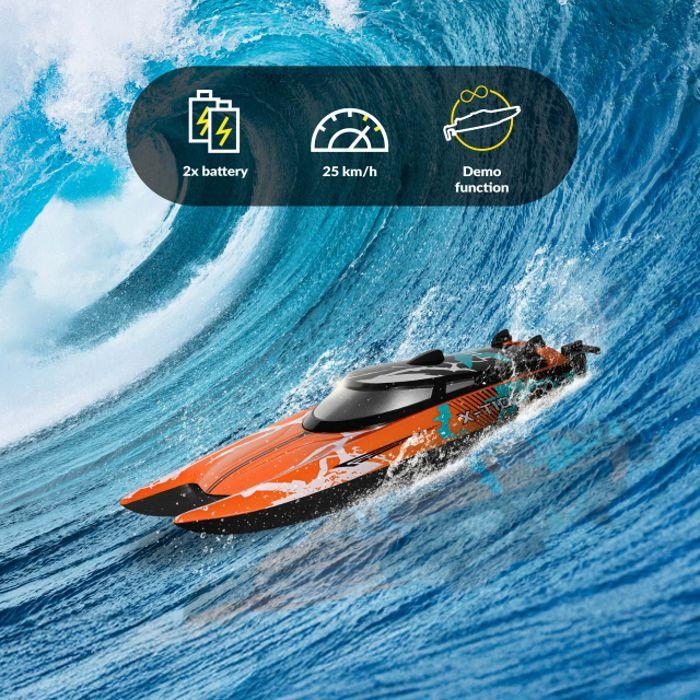 Barco radiocontrolado - OVERMAX - X-Tide - 25 km/h - 2 x 17 min - Rojo