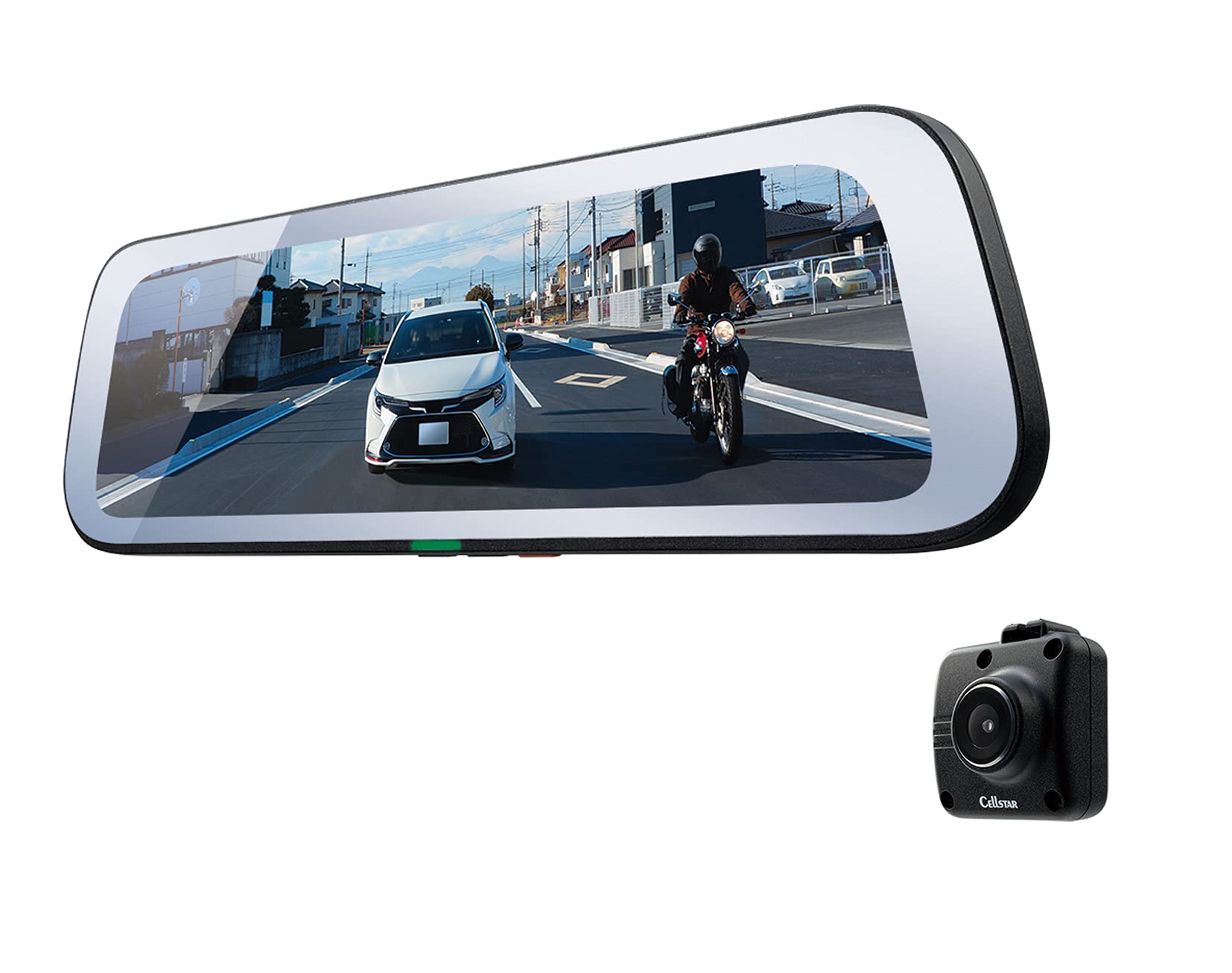 

CELLSTAR Drive Digital Inner Mirror with Rear 2 Megapixel Full HD HDR STARVIS Includes a 64GB microSD Parking Safe Driving GPS Notifications Data Made чорний