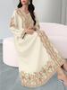 2026 Spring/Autumn Women's Floral Print Muslim Casual V-Neck Loose Bell Sleeve Long Dress
