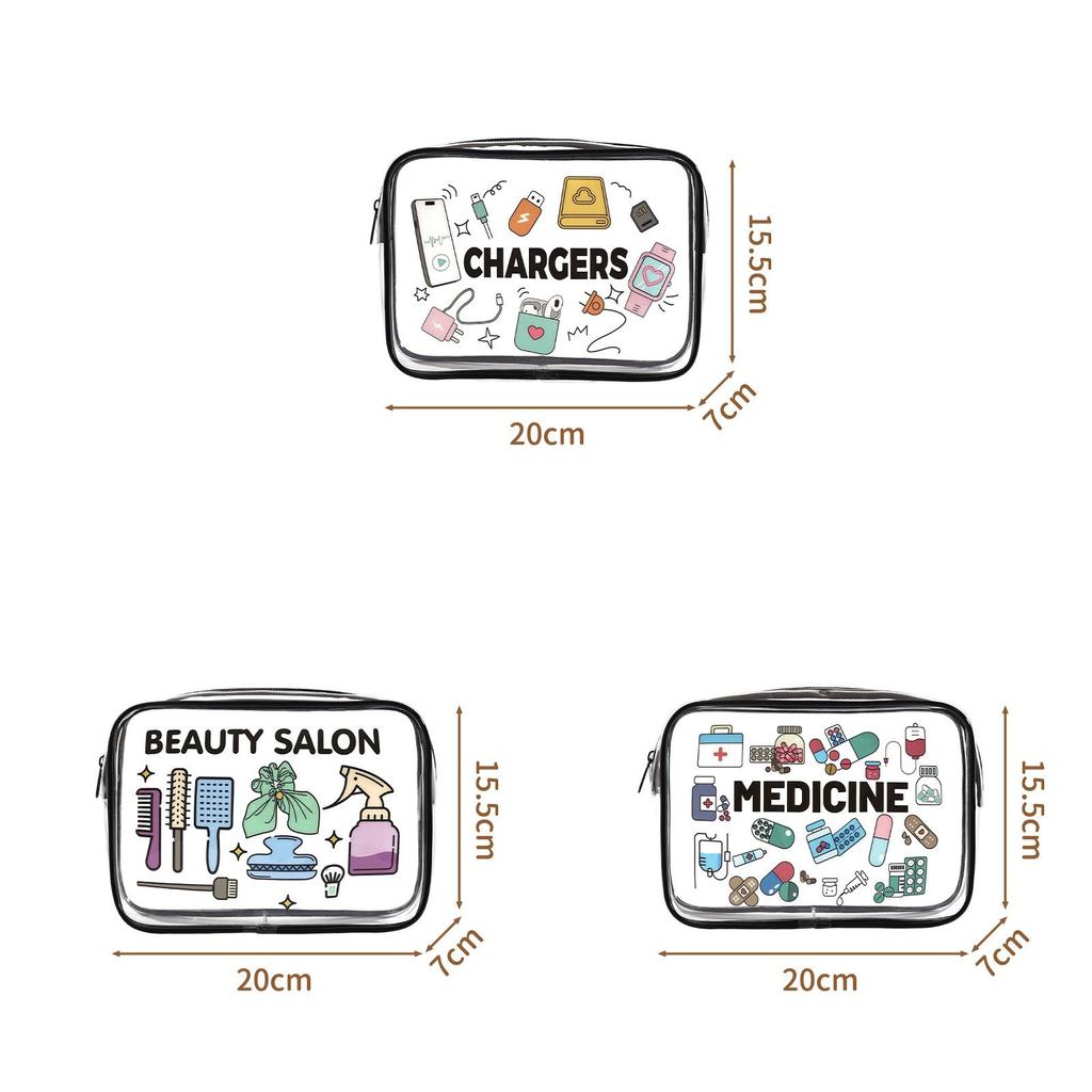Pvc Cartoon Makeup Bag Large Capacity Waterproof Travel Organizer For Daily Use