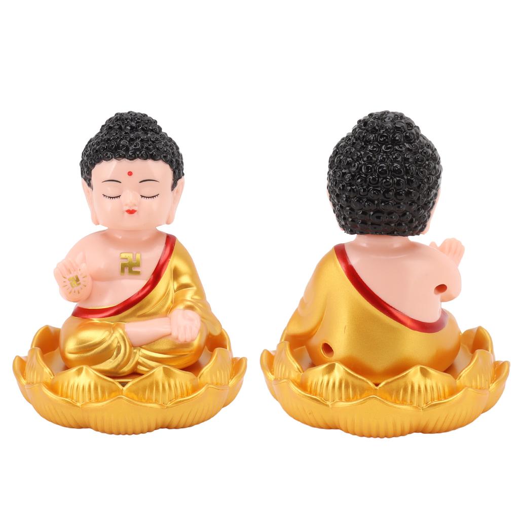 Buddha Ornament Solar Powered Light Energy Sensing Auto Nod Buddha Decoration for Home Car