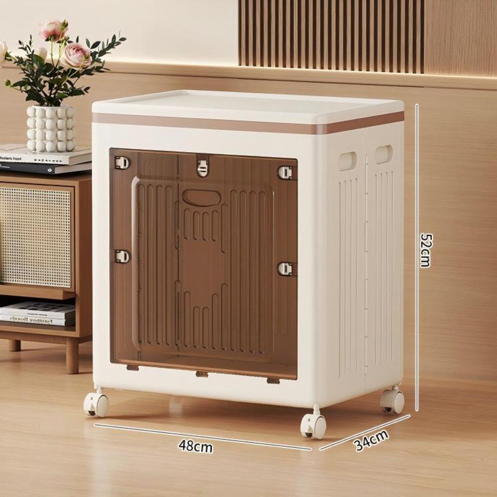 Foldable Wardrobe Storage Box with Wheels Clamshell Design Clothes Storage Basket Plastic Dust Proof Toy Storage Box