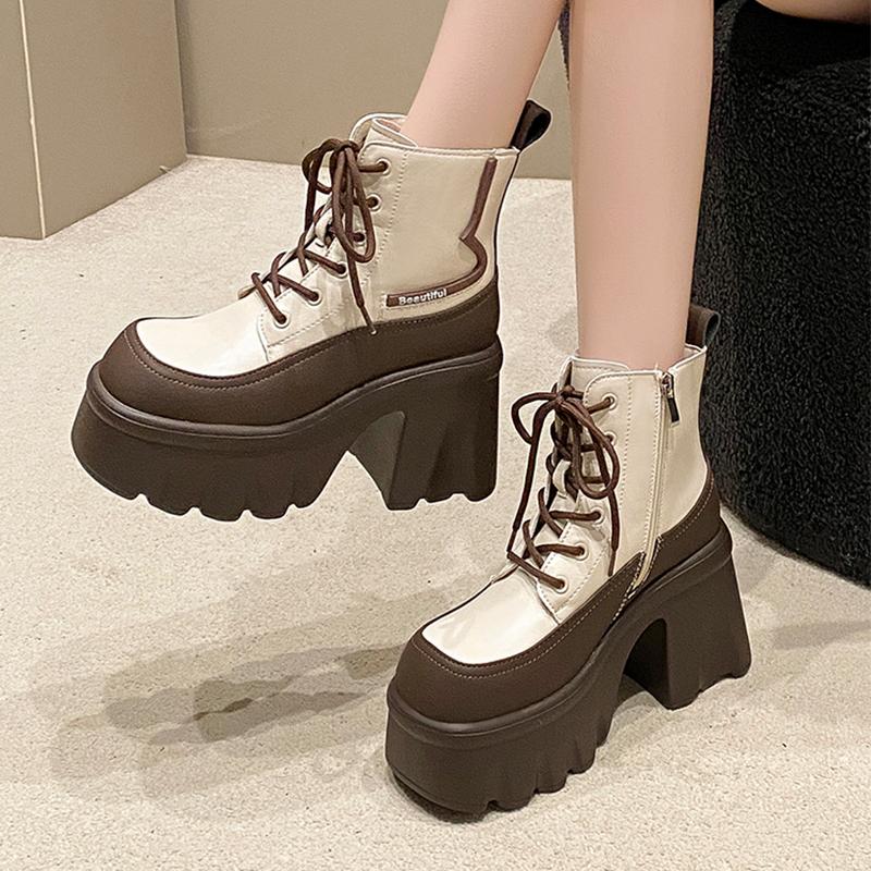 Fashion Ankle Boots for Women High Heels Fashion Lace Up Shoes Platform Designer Pumps Winter Woman 2025 Chunky Goth Chelsea Botas Femme