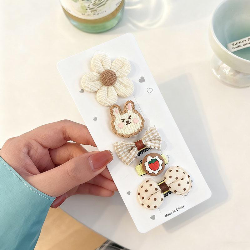 Sladký a roztomilý set kreslených sponek do vlasů s květinami pro děti – Šetrné k vlasům, umělecké sponky do vlasů na bok