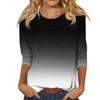 2026 Spring/Summer New Women's Fashion Printed Three-Quarter Sleeve Loose Round Neck Casual T-Shirt Top