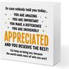 Appreciation Gifts for Coworker boss teacher Women Men Friends - Thank You Gifts Inspirational Team Gift Ideas - Motivational Quote Desk Wooden Box