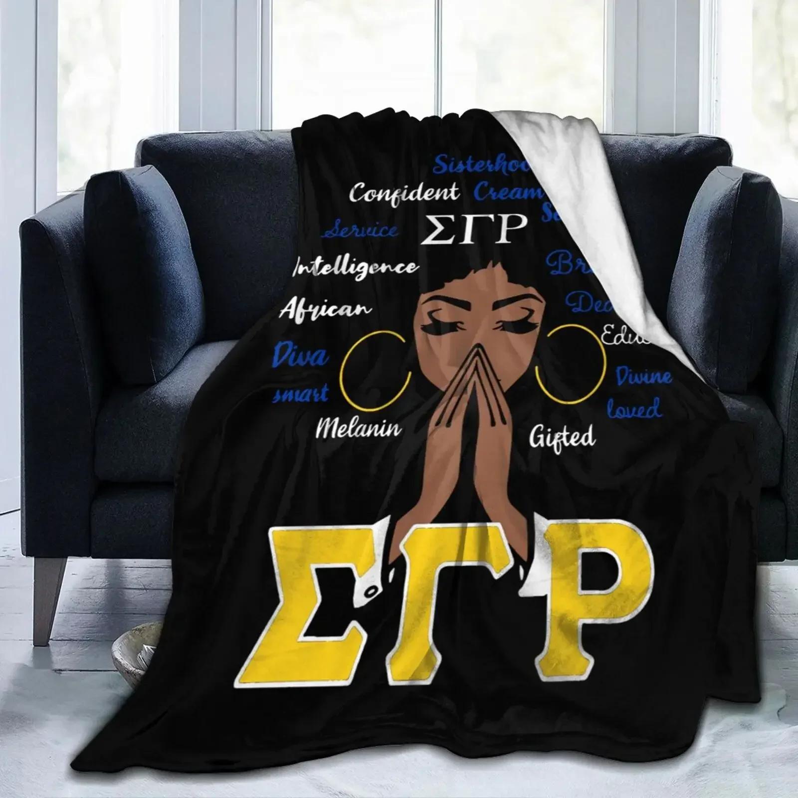 D Print Sigma Sorority Gamma Rho Fleece Throw Blanket Soft Sofa Cover Warm Bed Blanket for Couch Bedroom Tapestry 100cmx150cm