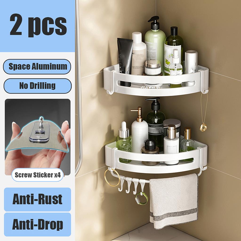 Badezimmerregal ohne Bohren, Wandmontage, Shampooflasche, Dusch-Eckregal, Toiletten-Aufbewahrungsregal, Aluminium, Badezimmer-/Küchenzubehör