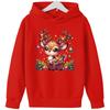 2025 Popular Christmas Casual Round Neck Reindeer Print Children's Hoodie, Long Sleeved Girls' Sportswear, Comfortable and Versatile Top