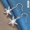 925 Sterling Silver Snowflake Pendant Piercing Earrings Fashionable Wedding Jewelry
