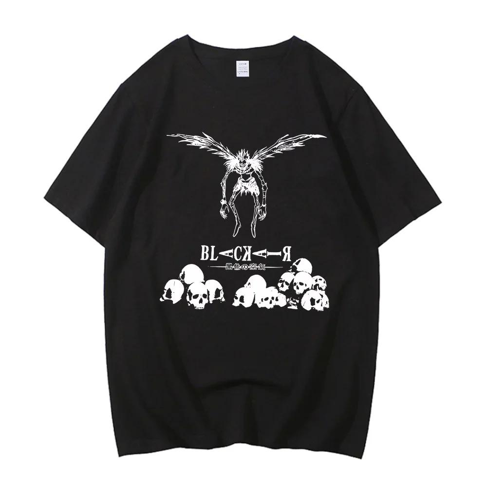 Koszulka Death Note Misa Amane & Rem Gotycka Anime, Unisex Psychologiczny Thriller Manga Streetwear Tee, Bawełniany Casualowy Top z Krótkim Rękawem 100%