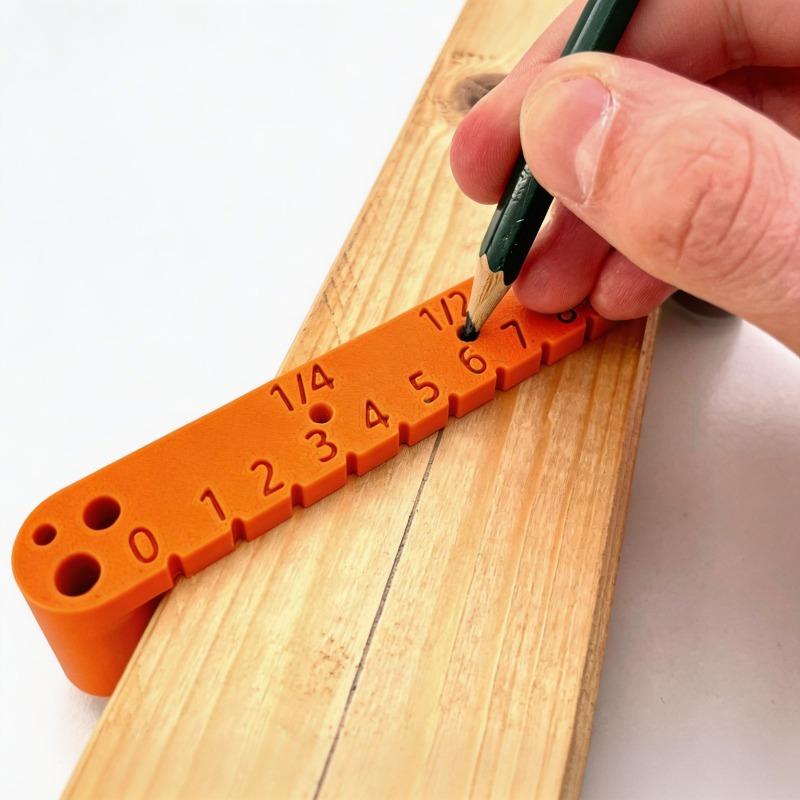 

Precision Woodworking Gauge: Line drawing & drilling guide for 120mm width, 4-8mm bits. Essential DIY tool for crafting desk. помаранчевий
