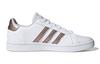 adidas Neo GRAND COURT K Leather Breathable Low Top Skateboard Shoes White Brown Kids' EF0101