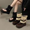 Design Sense Muffin Heel Thick-soled Heightening Set of Toe Sandals 2025 New Summer Western Denim Casual Cool Boots