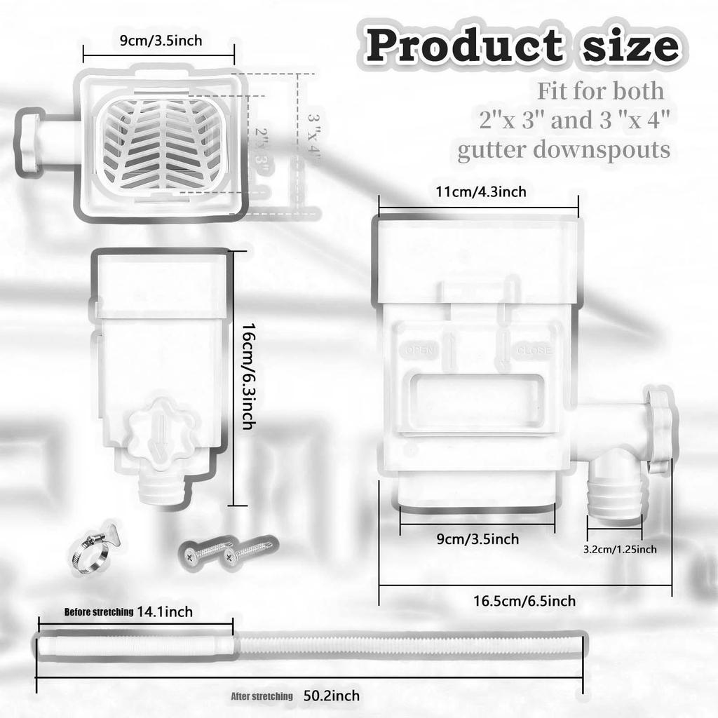 Rain Water Collection System Accessories Wear Resistant Rain Barrel Diverter for Downspouts Lawn Backyard Watering Landscape