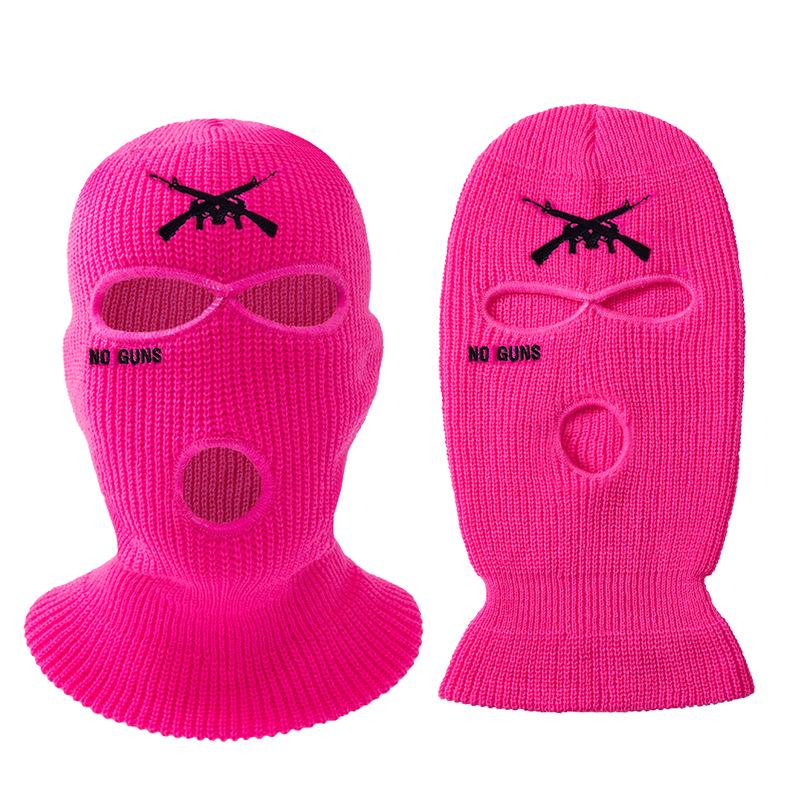 

2022 No Guns Embroidered Three-Hole Balaclava Knit Ski Mask чорний