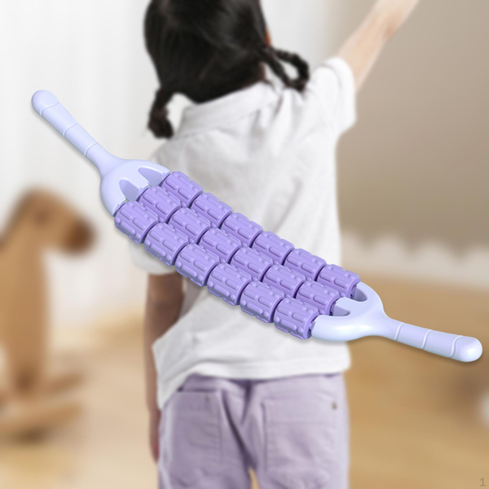 

Массажный роликовый палочный тренажер трехрядный многоцелевой практичный ручной массажер для мышц фиолетовый